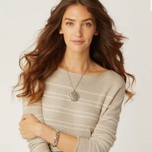 Brighton Oceanus Silver & Crystal Medallion Double Chain Necklace